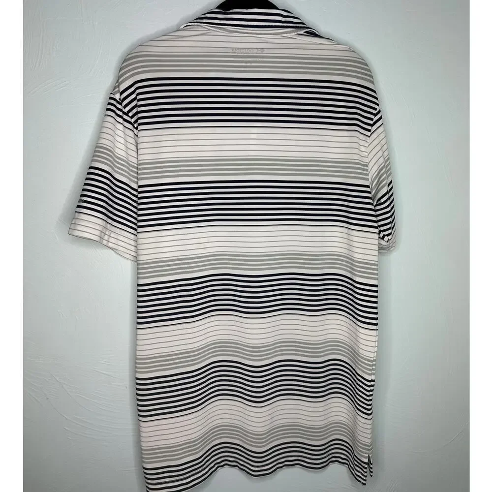 Columbia Golf Texas Rangers Polo Shirt Men's Size Medium Striped Baseball MLB - Picture 2 of 5